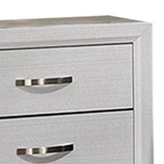 Sunvega White Wood Nightstand with Two Drawers and Metal Handles