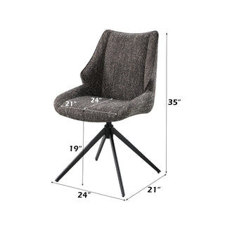 Sunvega Brown Chenille Swivel Side Chair with Padded Seat and Back Cushion