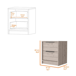 Sunvega Modern 18 Inch High Nightstand with Two Large Storage Drawers