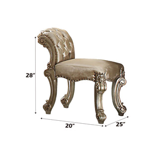 Sunvega Antique Pearl Finish PU Leather Vanity Stool with Button Tufted Back