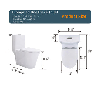 Sunvega Modern Matte Black Elongated One Piece Toilet with Dual Flush System