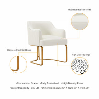Sunvega Modern Taupe Dining Chair with Gold Legs and Leatherette Upholstery for Dining Room