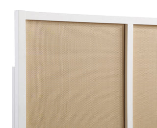 Sunvega White Painted Cane Panel Coastal Queen Full Headboard with Adjustable Height