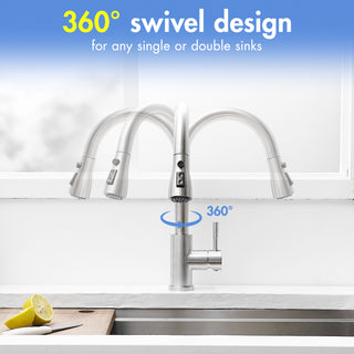 Sunvega Single Handle Kitchen Sink Faucet with Pull Out Sprayer and Deck Plate