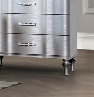 Sunvega Silver Finish Glamorous Chest with Curved Front and Crystal Acrylic Handles