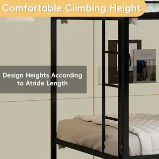 Sunvega Multi-Functional Square Tube Iron Bunk Bed with Full-Size Upper and Lower Beds