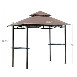 Sunvega Double Roof Grill Gazebo with Weather Resistant Canopy and Storage Shelves