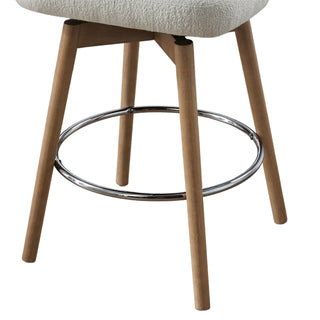 Sunvega Bentwood Upholstered Swivel Counter Stool Set with Padded Seat and Chrome Footrest