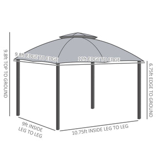 Sunvega Outdoor Canopy Gazebo with Mesh Walls and Double-Tier Roof for Patio