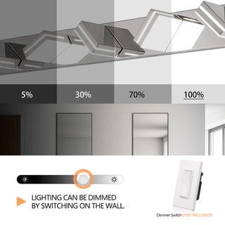 Sunvega Modern Chrome LED Vanity Light with 6 Geometric Lamp Heads for Bathroom Mirror
