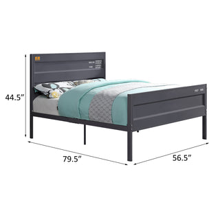 Sunvega Gunmetal Cargo Container Themed Full Platform Bed with Panel Headboard