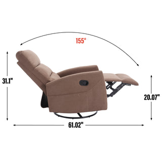 Sunvega Manual Recliner Chair with 360 Degree Swivel and Rocking Function in Grey Fabric