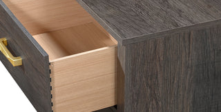 Sunvega Contemporary Gray Finish Dresser with Six Storage Drawers and Gold Accents