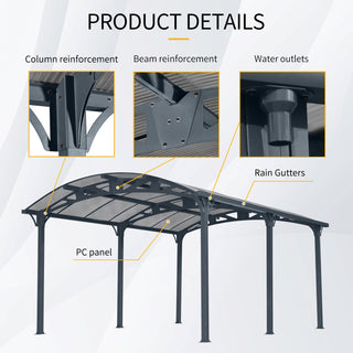 Sunvega 10x19 FT Arched Aluminum Carport with Polycarbonate Roof and Waterproof Design