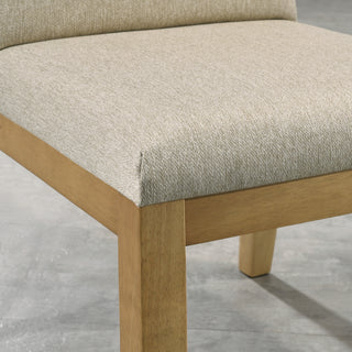 Sunvega Contemporary Solid Wood Dining Chairs with Plush Beige Upholstery, Set of 2