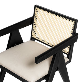 Sunvega Natural Rattan Dining Chairs with Perforated Design Set of 2 for Living Room