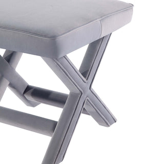 Sunvega Mid-Century Modern Velvet Accent Bench with X-Crossed Legs for Living Room