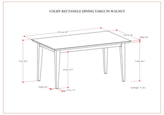 Sunvega Walnut Dining Table for 6 with Solid Wood Veneer Top and Tapered Legs