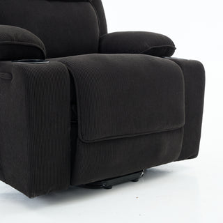 Sunvega Black PU Remote-Controlled Heating and Massage Assistive Recliner for Seniors