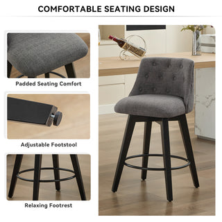 Sunvega 360° Swivel Bar Stools Set of 2 with Stain-Resistant Tufted Back