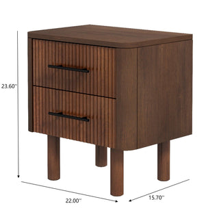 Sunvega Logan Mid Century Modern Walnut Nightstand With 2 Spacious Drawers