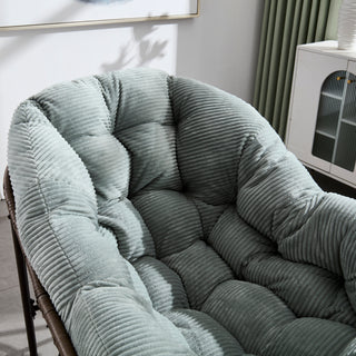 Sunvega Oversized Outdoor Rattan Rocking Chair with Padded Cushion and Steel Frame
