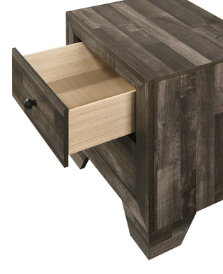 Sunvega Rustic Brown Gray Finish Wooden Nightstand with Two Drawers for Bedroom