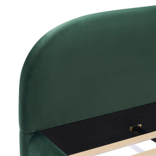 Sunvega Cream Upholstered Bed with Curved Headboard and Granular Fabric