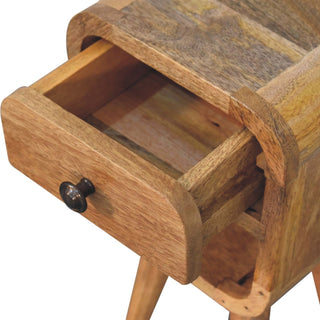 Sunvega Handcrafted Solid Mango Wood Oak-ish Curved Edge Bedside Table with Drawer