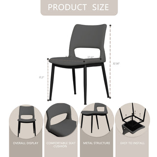 Sunvega Modern Minimalist White PU Leather Dining Chairs Set of 2 with Metal Legs