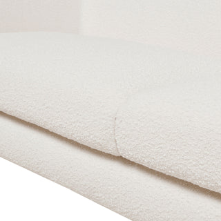 Sunvega Modern Puffy Platform Bed with Arched Headboard in Ivory White Boucle