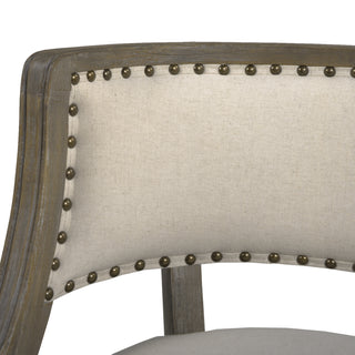 Sunvega Farmhouse Counter Height Bar Stool with Backrest in Light Beige Linen