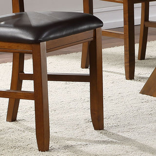 Sunvega Espresso PU Cushion Armless Side Chair with X-Shape Wooden Backrest