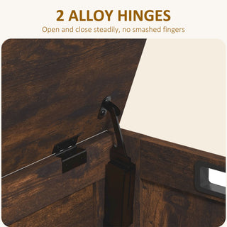 Sunvega Rustic Brown Wooden Storage Chest with Two Safety Hinges and Side Handles