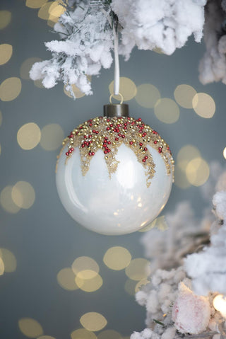 Sunvega Glass Glitter Painted Christmas Ball Ornaments Set of 12 for Holiday Decor
