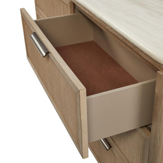 Sunvega Modern Transitional Dresser with Rope Drawer Fronts and Stone Top