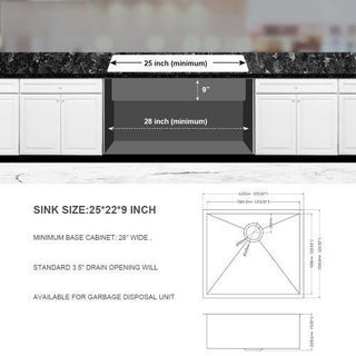 Sunvega 32x19 Inch Undermount Kitchen Sink with Superior Drainage and Soundproofing