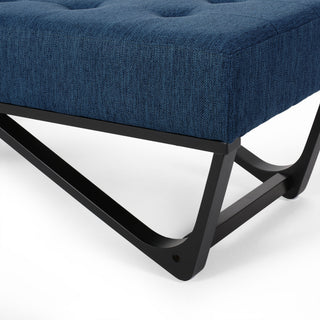 Sunvega Modern Ottoman Bench with Button-Tufted Waffle Stitch and Geometric Legs