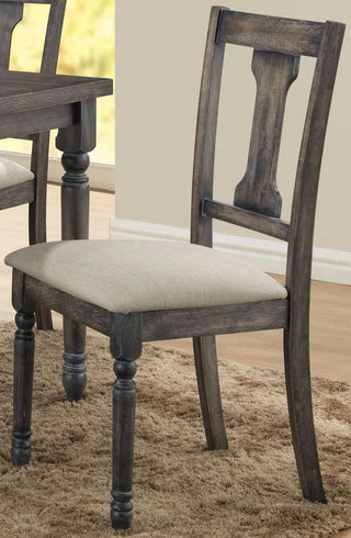 Sunvega Weathered Gray Finish Splatback Style Upholstered Padded Seat Dining Chairs Set of 2