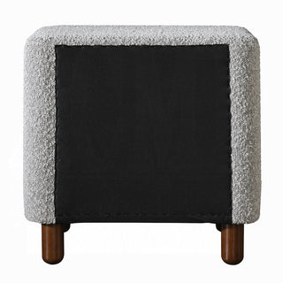 Sunvega Classic Gray Two Drawer Nightstand with Plush Boucle Upholstery and Wooden Legs