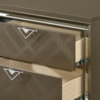 Sunvega Skylar Dark Champagne Finish Nightstand with Two Spacious Embossed Drawers
