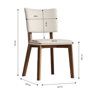 Sunvega Mid-Century Modern Ash Wood Dining Chairs Set of 2 for Kitchen and Living Room