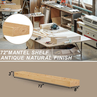 Sunvega Handcrafted Pine Wood Fireplace Mantel Shelf with Distinctive Wood Grain