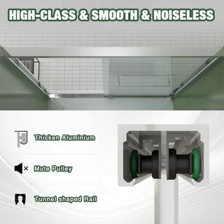 Sunvega 56-60"x58" Adjustable Aluminum Frame Double Sliding Bathtub Screen
