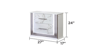 Sunvega Desire Nightstand with Marble-Inspired Drawer Fronts and Integrated LED Side Lighting