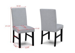 Sunvega Contemporary Light Gray Upholstered Dining Chairs with Black Legs Set of 2