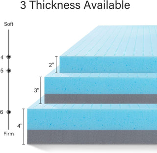 Sunvega 2 Inch Gel Infused Cooling Memory Foam Queen Mattress Topper for Pressure Relief