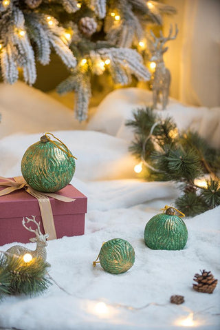 Sunvega Glass Glitter Painted Christmas Ball Ornaments Set of 12 for Holiday Decor