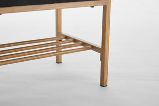 Sunvega Linen Upholstered Storage Bench with Shelf and Metal Legs for Bedroom Entryway