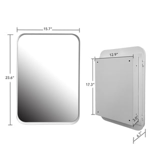 Sunvega Modern White Metal Framed Recessed Medicine Cabinet with Mirror and Storage